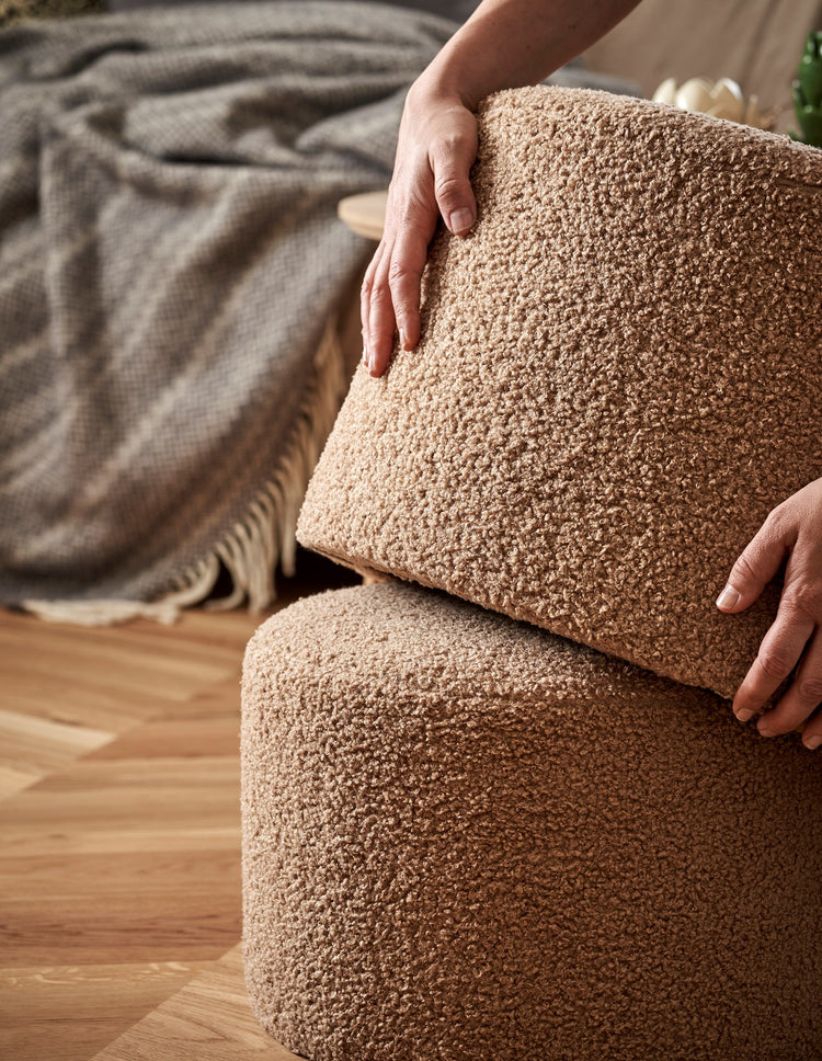 Pouffe with teddy fabric
