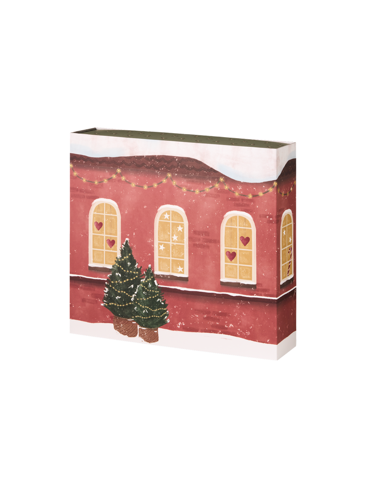 Advent calendar with ribbon closure