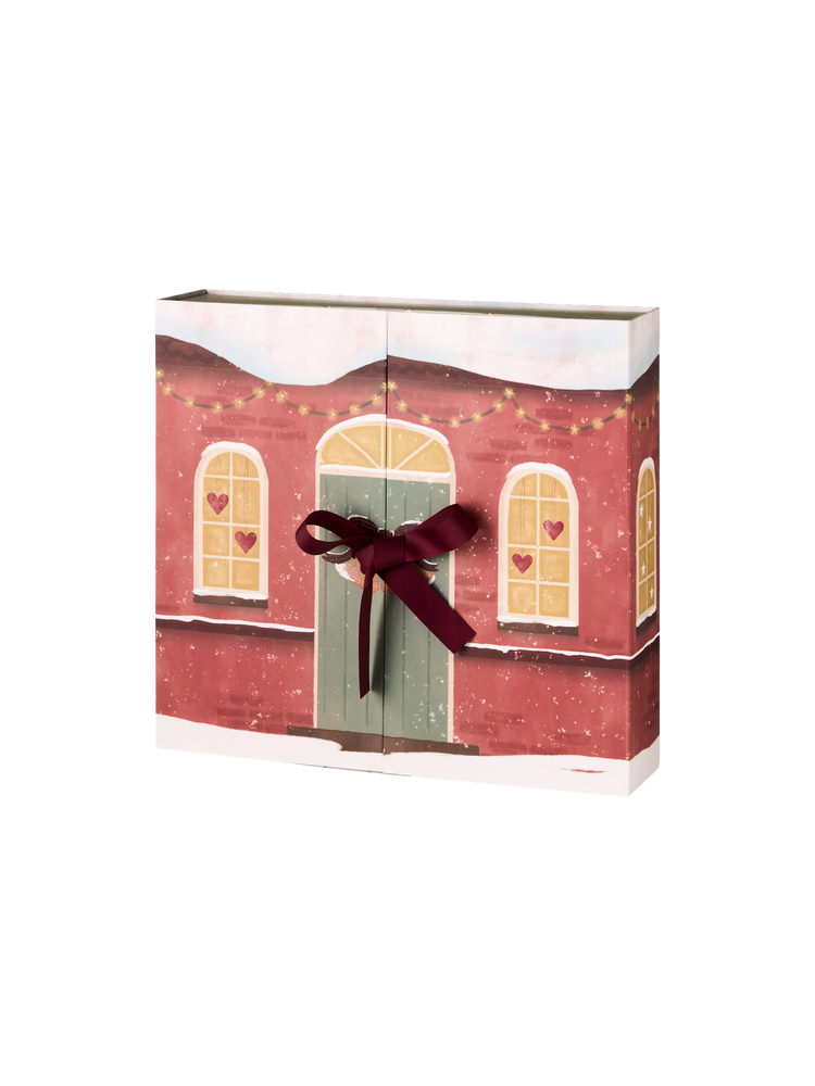 Advent calendar with ribbon closure